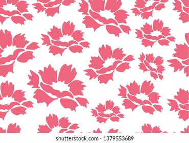 Decorative seamless floral background with simple peony flowers on a white background. Romantic design for natural cosmetics, perfumes, women's goods, salons, spa. Textile design fabric.