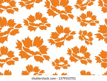 Decorative seamless floral background with simple peony flowers on a white background. Romantic design for natural cosmetics, perfumes, women's goods, salons, spa. Textile design fabric.