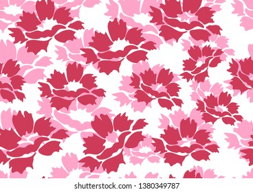 Decorative seamless floral background with simple peony flowers on a white background. Romantic design for natural cosmetics, perfumes, women's goods, salons, spa. Textile design fabric. 