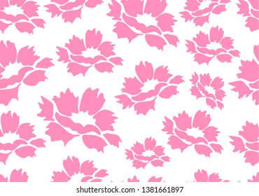 Decorative seamless floral background with simple peony flowers on a white background. Romantic design for natural cosmetics, perfumes, women's goods, salons, spa. Textile design fabric. 