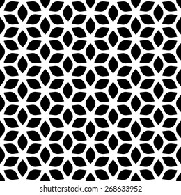 Decorative Seamless Floral Geometric Black & White Pattern Background