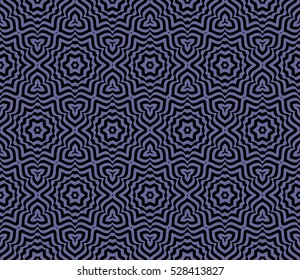 Decorative seamless floral illusion. Vector illustration. Black on blue