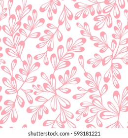 Decorative seamless floral pattern in doodle style. Vector abstract hand drawn ornament. Plants, branches and leaves stylized background.