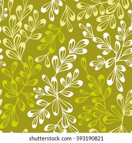 Decorative seamless floral pattern in doodle style. Vector abstract hand drawn ornament. Plants, branches and leaves stylized background.