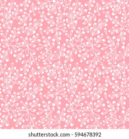 Decorative seamless floral pattern in doodle style. Vector abstract hand drawn ornament. Plants, branches and leaves stylized background.