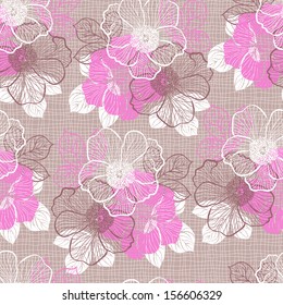 Decorative seamless floral pattern with flowers of peony