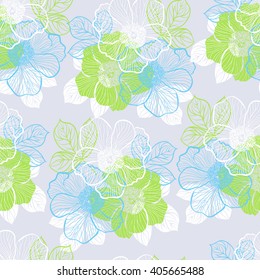 Decorative seamless floral pattern with flowers of peony