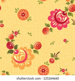 Decorative seamless floral pattern folk style