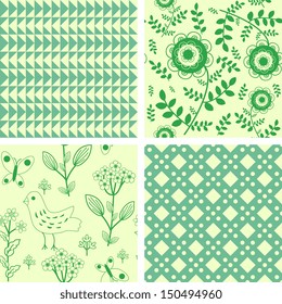 Decorative seamless floral patterns collection