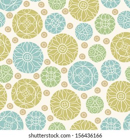 Decorative seamless floral texture. Endless delicate pattern with rounds. Template for design and decoration