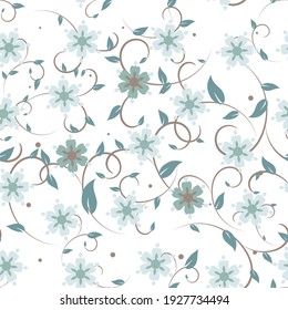 Decorative seamless flowers pattern. Delicate texture designs can be used for backgrounds, motifs, textile, wallpapers, fabrics, gift wrapping, templates. Vector