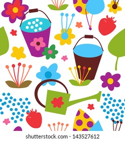 Decorative seamless garden pattern. Summer colorful background. Holiday creative backdrop