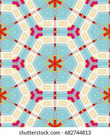 Decorative seamless geometric pattern. Colorful decoration with repeating texture for textile fabric or paper print. Ornamental seamless background