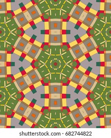 Decorative seamless geometric pattern. Colorful decoration with repeating texture for textile fabric or paper print. Ornamental seamless background