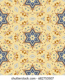 Decorative seamless geometric pattern. Colorful decoration with repeating texture for textile fabric or paper print. Ornamental seamless background