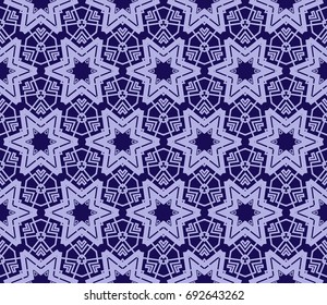 Decorative seamless geometric pattern. Vector illustration. Blue color