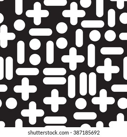 Decorative seamless geometric patterns in black white. Universal basic wallpapers for interior and textile and clothing