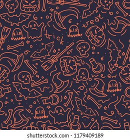 Decorative seamless haloween pattern in doodle simple style