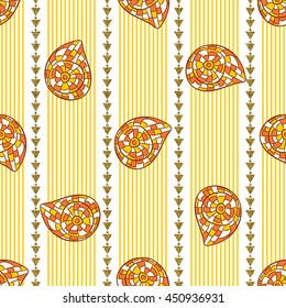 Decorative seamless hand drawn pattern, abstract ethnic repeating background, bright summer print