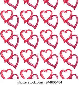 Decorative seamless with hearts. Hand drawing pattern. Seamless pattern for fabric, paper and other printing and web projects.