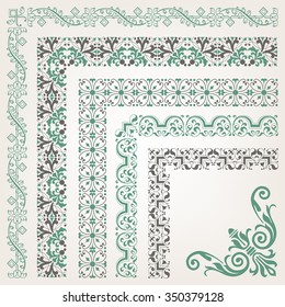 Decorative Seamless Islamic Ornamental Border With Corner