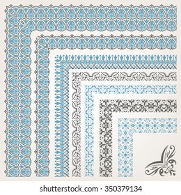 Decorative Seamless Islamic Ornamental Border With Corner