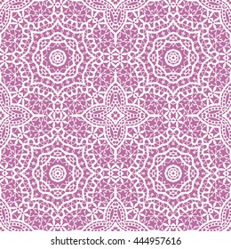 Decorative seamless lace pattern, endless repeating texture. Tribal ethnic seamless geometric floral background. Fashion fabric or paper print, square doodle pattern, vector illustration