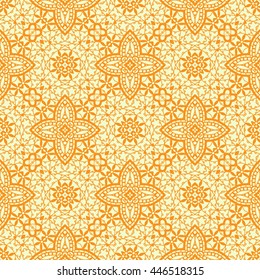 Decorative seamless lace pattern, endless repeating texture. Tribal ethnic seamless geometric floral background. Fashion fabric or paper print, square doodle pattern, vector illustration