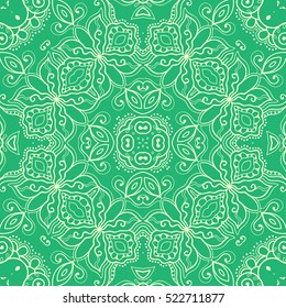 Decorative seamless lace pattern. Hand drawn seamless line background. Vector stylish endless geometric texture. Tribal ethnic arabic, indian, turkish ornament. Bandanna shawl, scarf fabric print