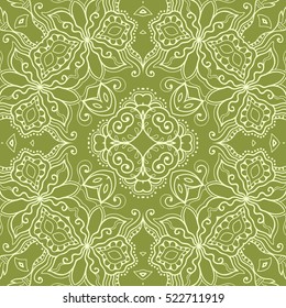 Decorative seamless lace pattern. Hand drawn seamless line background. Vector stylish endless geometric texture. Tribal ethnic arabic, indian, turkish ornament. Bandanna shawl, scarf fabric print