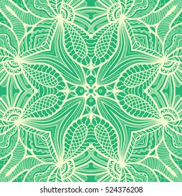 Decorative seamless lace pattern. Hand drawn seamless line background. Vector stylish endless geometric texture. Tribal ethnic arabic, indian, turkish ornament. Bandanna shawl, scarf fabric print