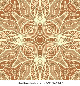 Decorative seamless lace pattern. Hand drawn seamless line background. Vector stylish endless geometric texture. Tribal ethnic arabic, indian, turkish ornament. Bandanna shawl, scarf fabric print