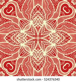 Decorative seamless lace pattern. Hand drawn seamless line background. Vector stylish endless geometric texture. Tribal ethnic arabic, indian, turkish ornament. Bandanna shawl, scarf fabric print
