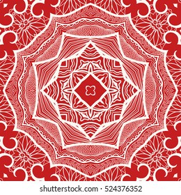 Decorative seamless lace pattern. Hand drawn seamless line background. Vector stylish endless geometric texture. Tribal ethnic arabic, indian, turkish ornament. Bandanna shawl, scarf fabric print