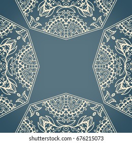 Decorative seamless lace pattern. Hand drawn seamless line background. Stylish endless geometric texture. Tribal ethnic arabic, indian, turkish ornament. Bandanna shawl, scarf fabric print