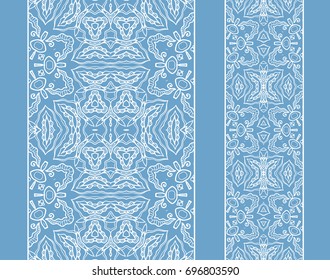 Decorative seamless line borders set. Tribal ethnic arabic, indian, turkish frame ornament. Isolated design elements for invitation cards, fabric or paper print. Fashion lace collection