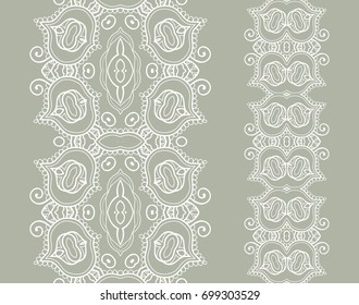 Decorative seamless line borders set. Tribal ethnic arabic, indian, turkish frame ornament. Isolated design elements for invitation cards, fabric or paper print. Fashion lace collection