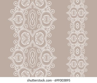 Decorative seamless line borders set. Tribal ethnic arabic, indian, turkish frame ornament. Isolated design elements for invitation cards, fabric or paper print. Fashion lace collection