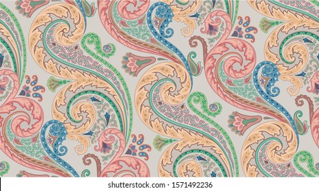 decorative seamless multicolored paisley pattern