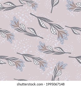 Decorative seamless nature pattern with random contoured grey flowers shapes. Background with splashes. Designed for fabric design, textile print, wrapping, cover. Vector illustration.