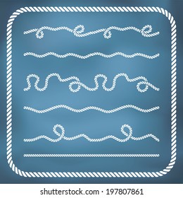 Decorative seamless nautical rope borders