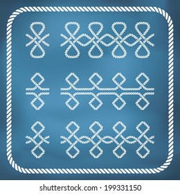Decorative seamless nautical rope borders