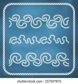Decorative seamless nautical rope borders