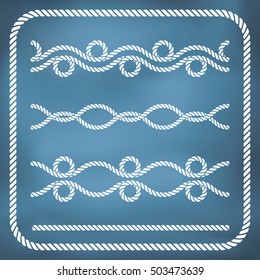 Decorative seamless nautical rope borders - loops and waves