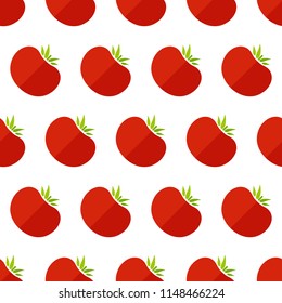 Decorative seamless organic vegetable pattern. Modern fashion texture background design with tomato vegetables in natural rose and red colors. Vector illustration for vegetarian menu template