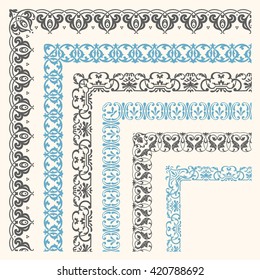 Decorative seamless ornamental border with corner