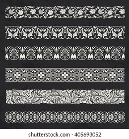 Decorative seamless ornamental borders set