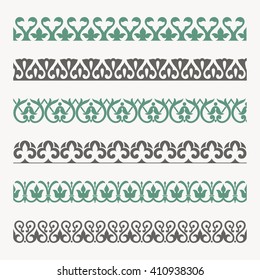 Decorative seamless ornamental borders set