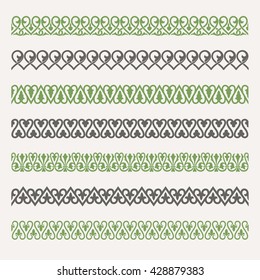 Decorative seamless ornamental borders set