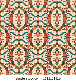 decorative  seamless  ornaments  pattern cream background